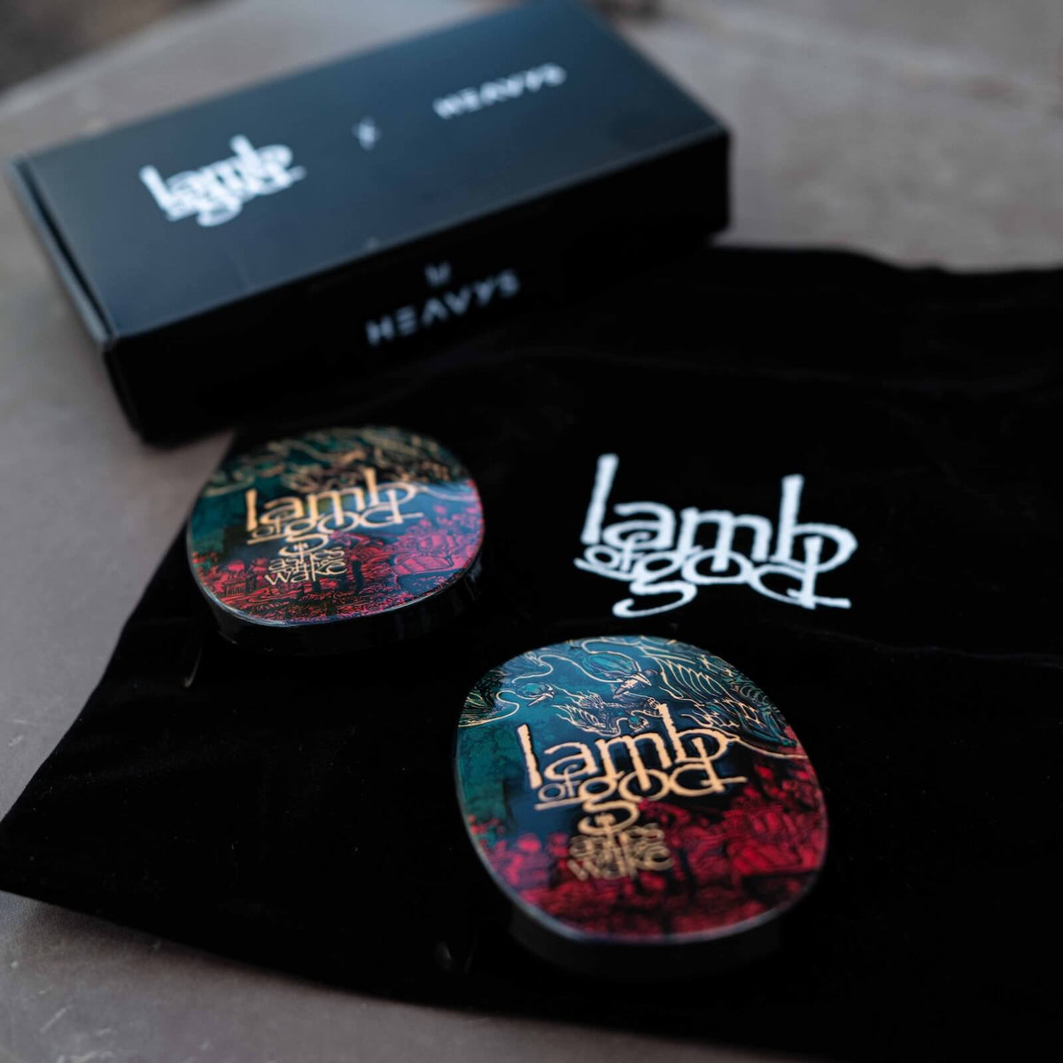 Lamb of God x Heavys shells with the velvet case
